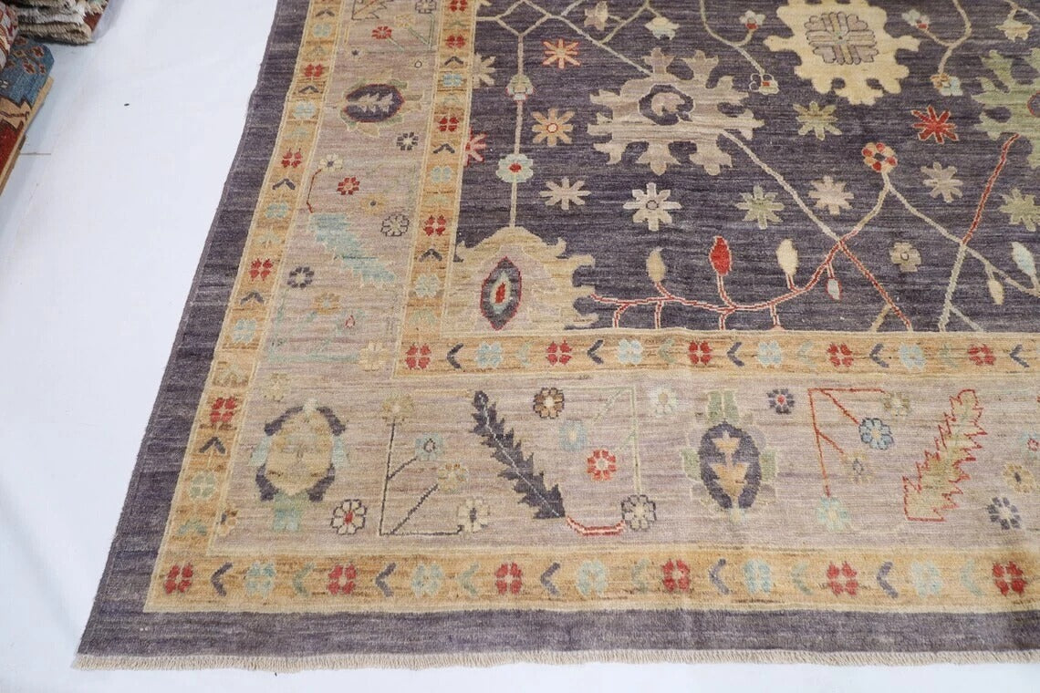 311 x 425 cm | Oushak Grey Afghan Tribal Hand Knotted Carpet