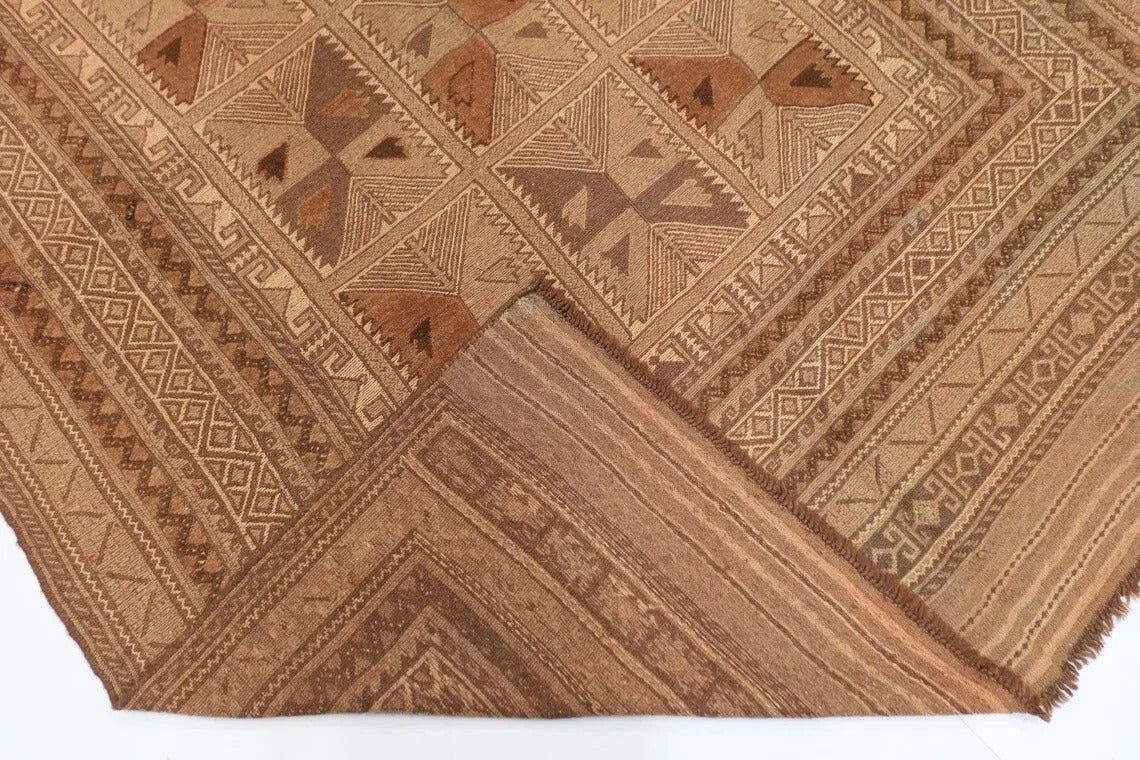 186 x 263 cm | Barjesta Beige Flat Weaved Afghan Tribal Hand Knotted Carpet Kilim