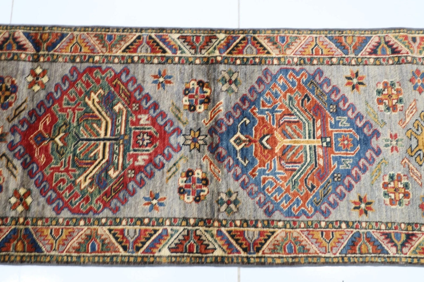 60 x 203 cm | Kazak Afghan Tribal Hand Knotted Wool Runner