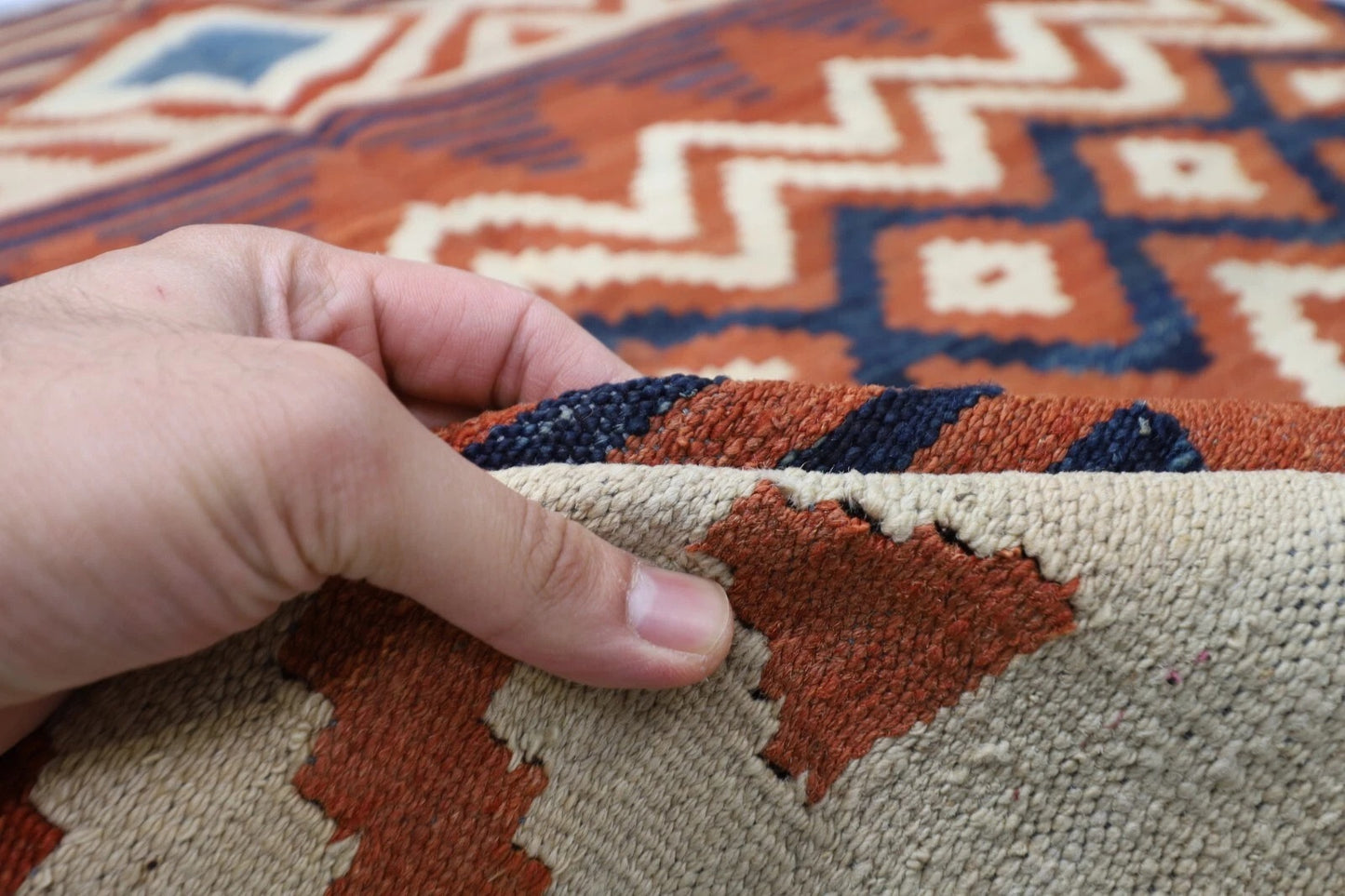 160 x 225 cm | Flat Weaved Afghan Tribal Hand Knotted Veg Dye Wool Carpet