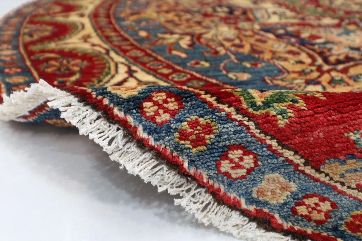 189 x 189 cm | Kazak Afghan Tribal Hand Knotted Wool Round Carpet