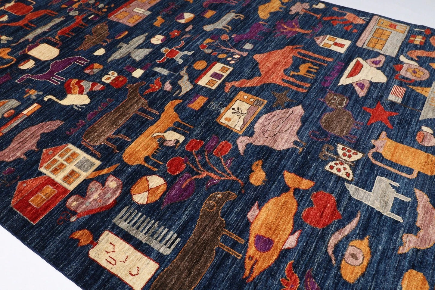 183 x 273 cm | Animal Gabbeh Blue Afghan Tribal Hand Knotted Veg Dye Wool carpet