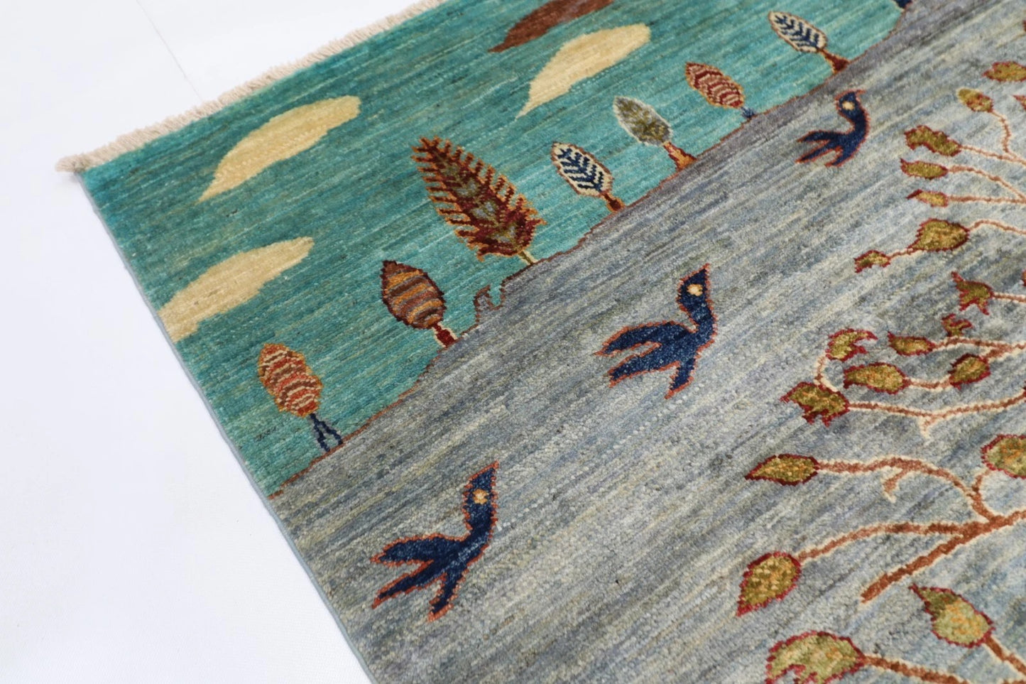 170 x 235 cm | Landscape Afghan Tribal Hand Knotted Veg Dye Wool Carpet