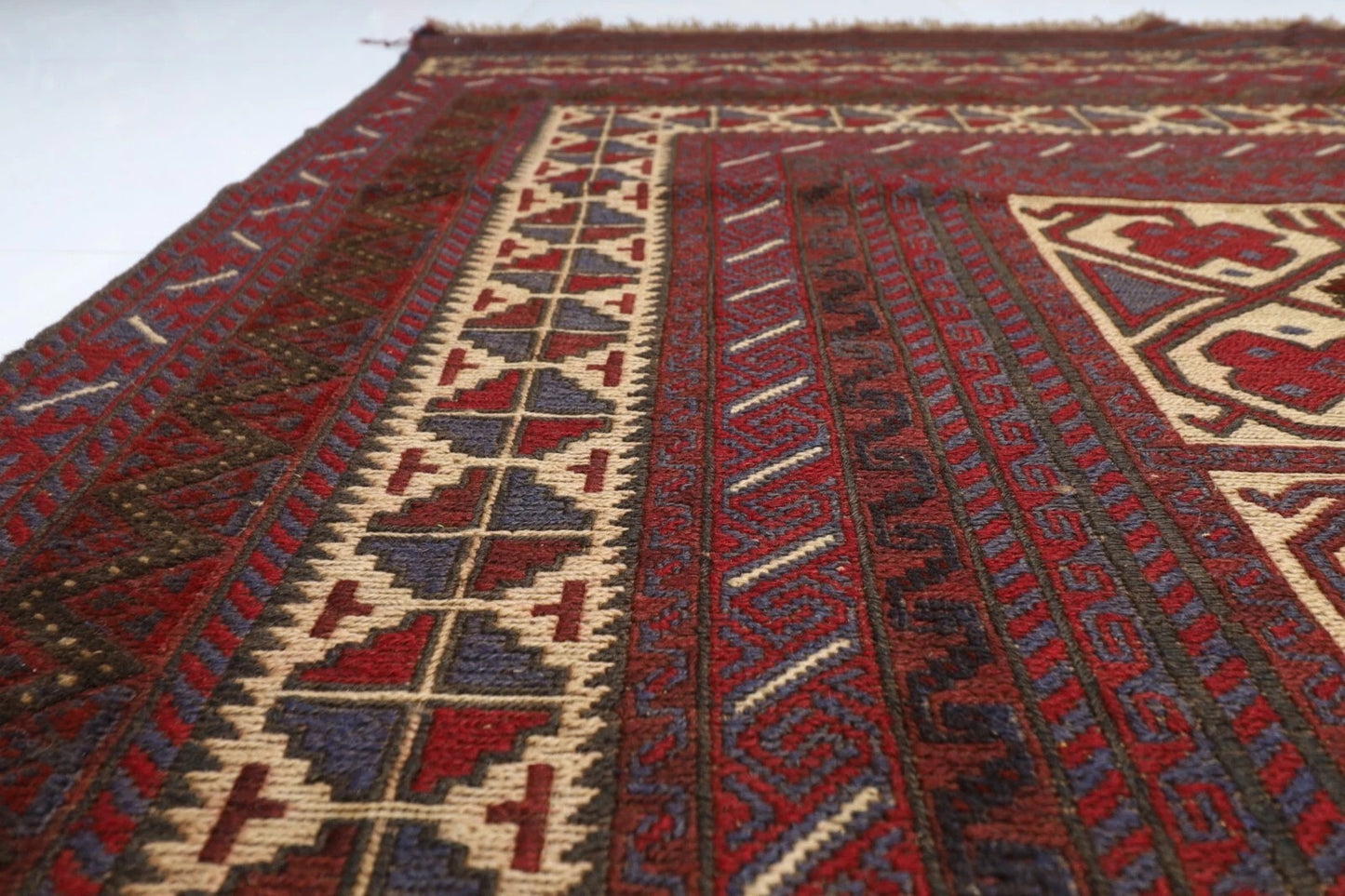 204 x 283 cm | Vintage Flat Weaved Kilim Afghan Tribal Hand Knotted Carpet