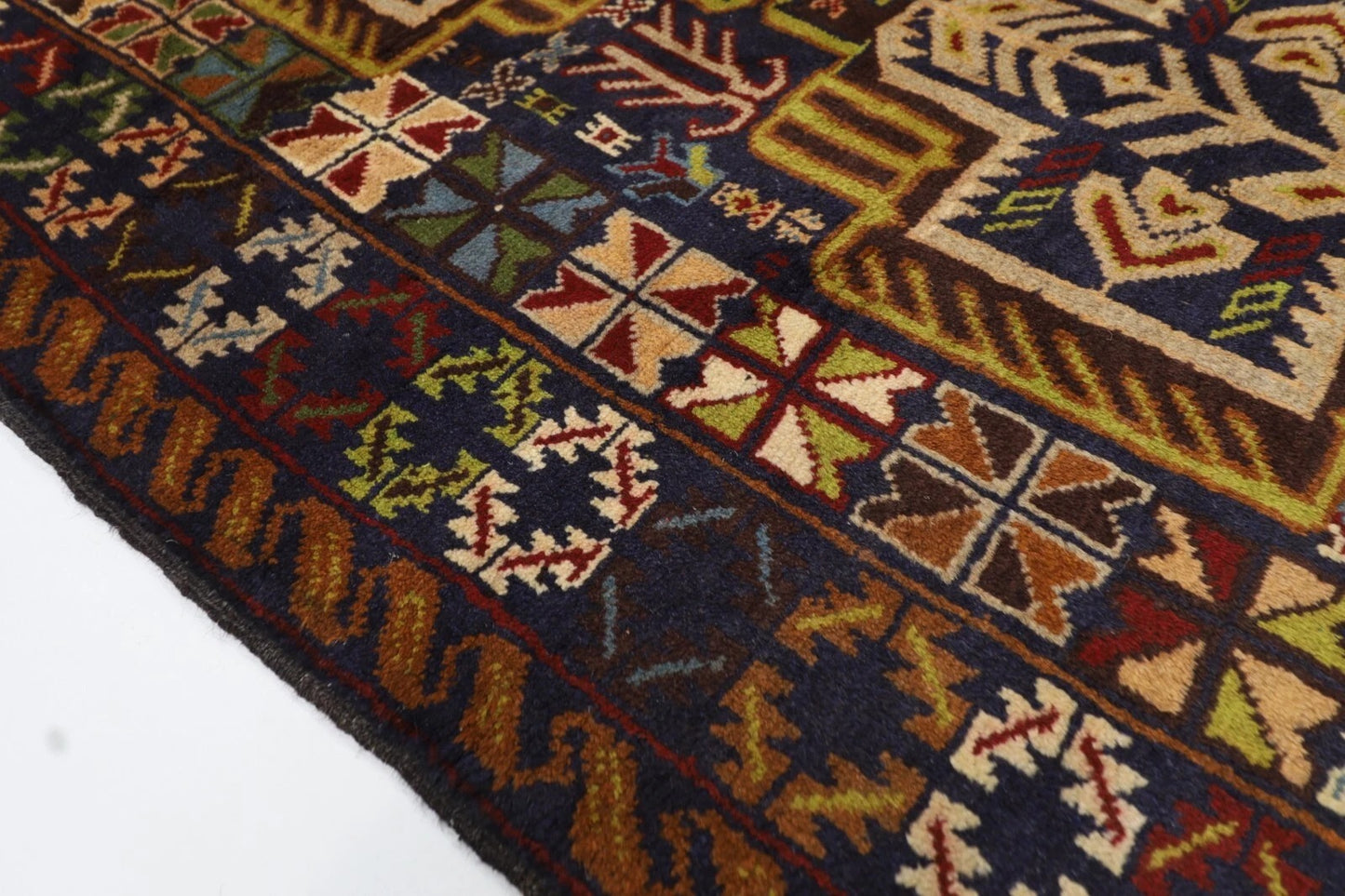 113 x 190 cm | Baluch Afghan Tribal Hand Knotted Veg Dye Wool carpet