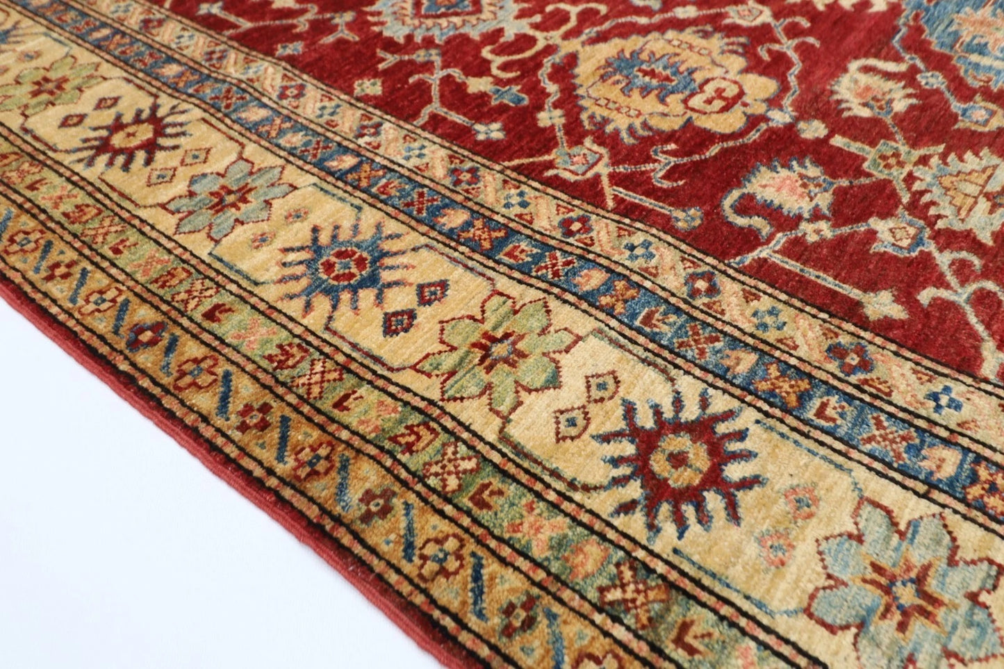 178 x 260 cm | Kazak Red Afghan Tribal Hand Knotted Veg Dye Wool Carpet