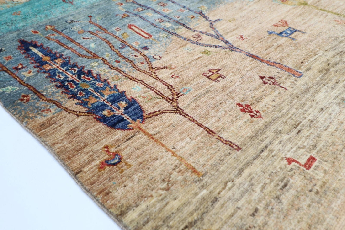 166 x 247 cm | Landscape Afghan Tribal Hand Knotted Veg Dye Wool Carpet