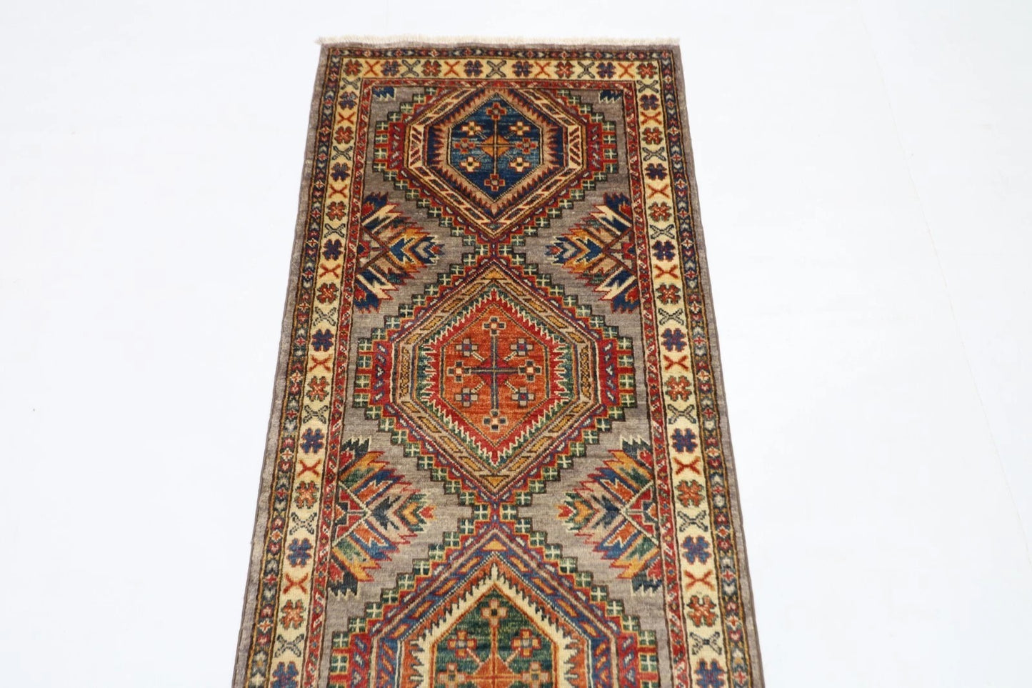 74 x 243 cm | Kazak Afghan Tribal Hand Knotted Wool Runner