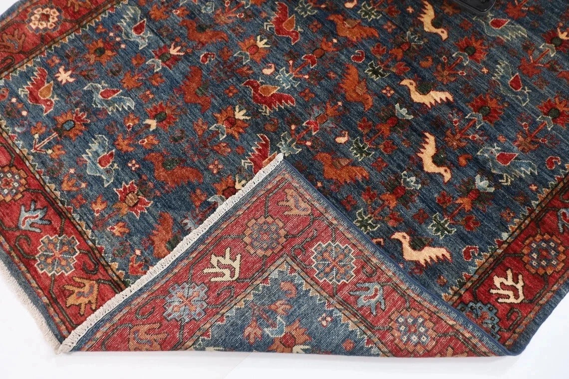 150 x 200 cm | Navy Afghan Tribal Hand Knotted Veg Dye Wool carpet