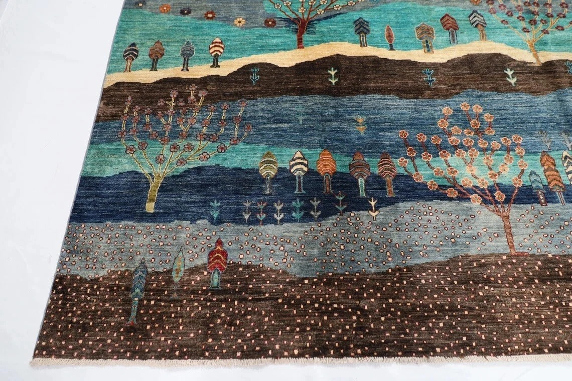273 x 377 cm | Landscape Afghan Hand Knotted Carpet