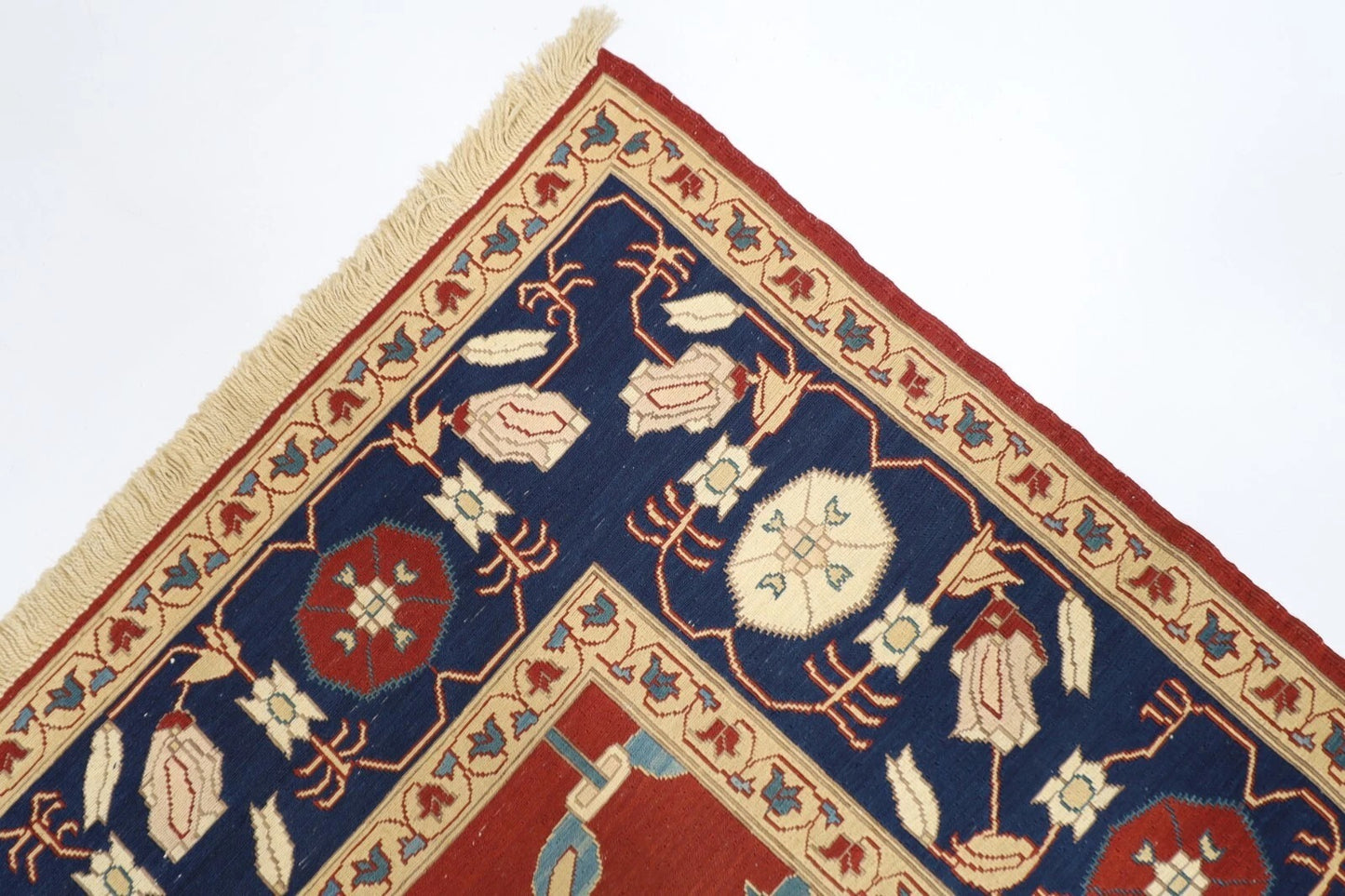 172 x 230 cm | Flat Weaved Afghan Tribal Hand Knotted Veg Dye Wool Carpet