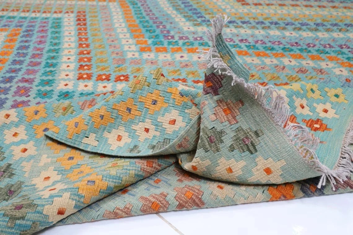 313 x 396 cm | Flat Weaved Afghan Tribal Hand Knotted Kilim