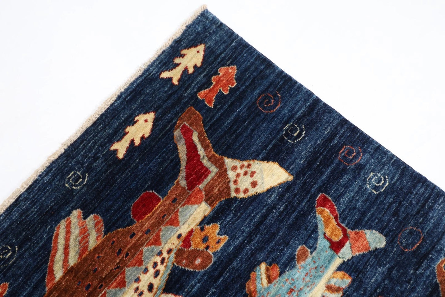 253 x 294 cm | Fish Party Afghan Tribal Hand Knotted Carpet