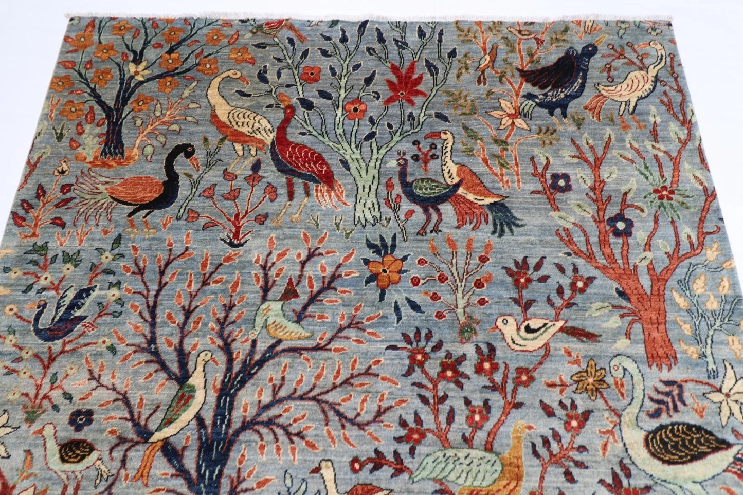 176 x 268 cm | Birds Gray Afghan Tribal Hand Knotted Veg Dye Wool carpet