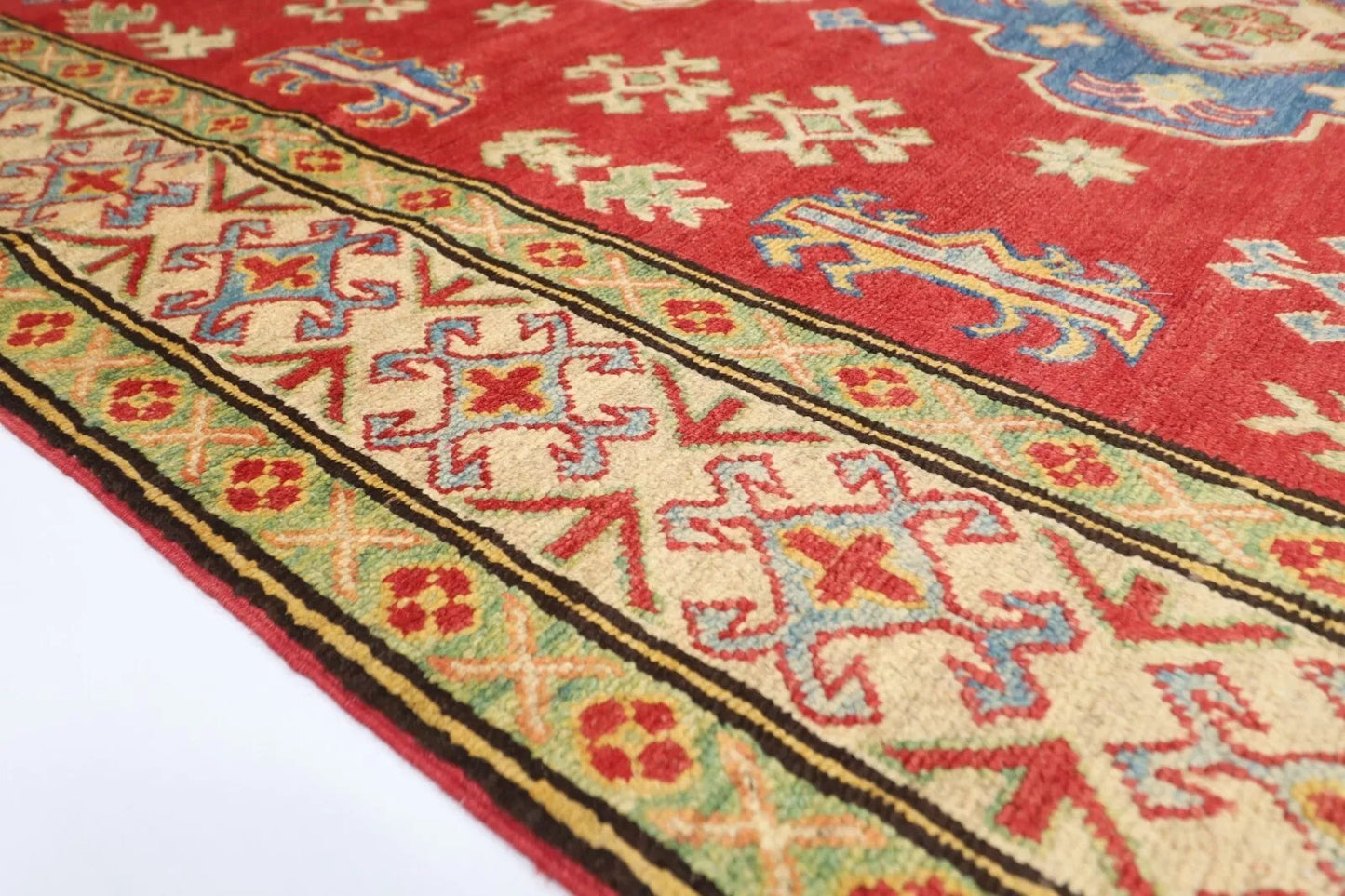 147 x 177 cm | Kazak Tribal Hand Knotted Veg Dye Wool Carpet