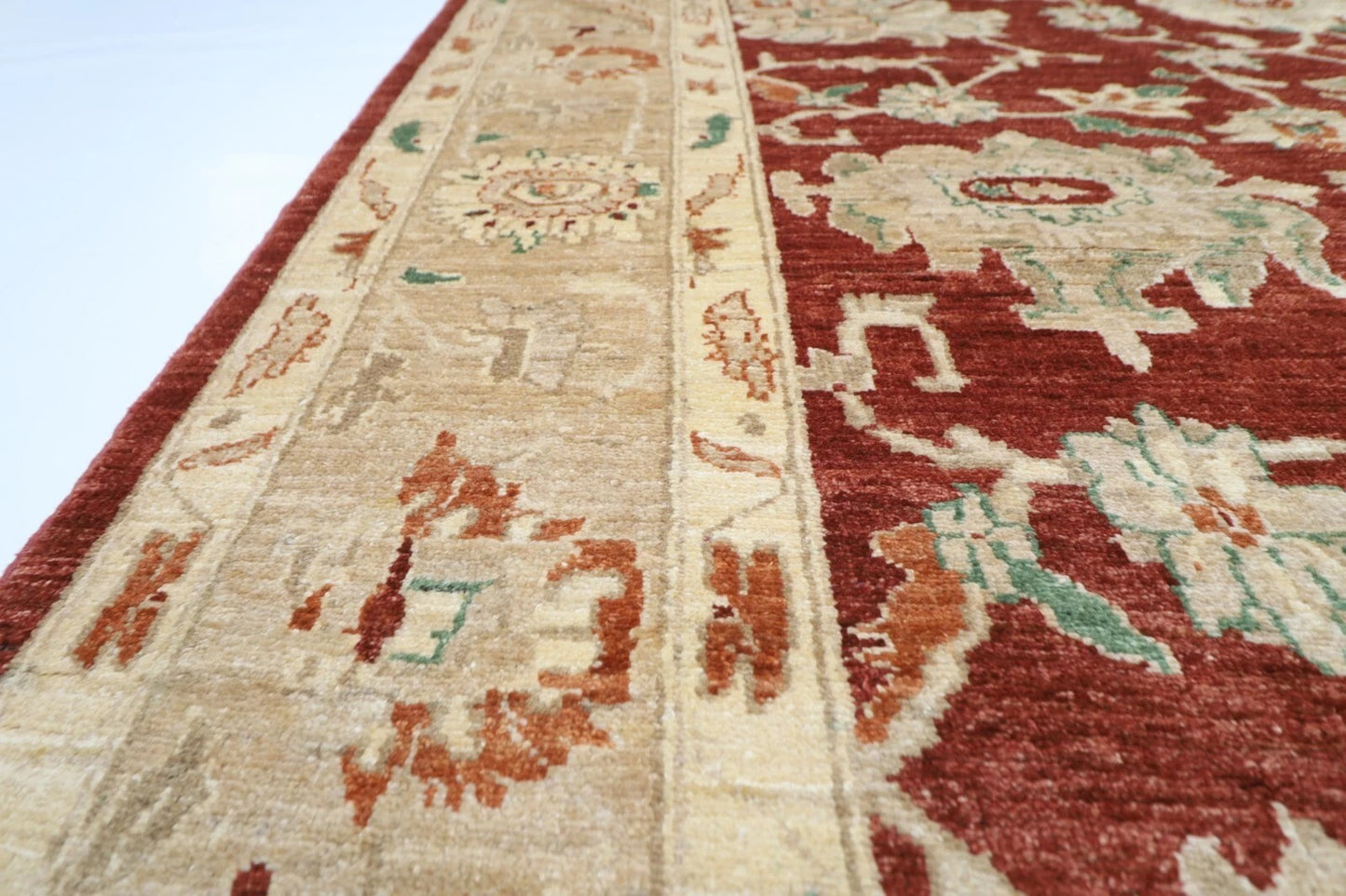 180 x 275 cm | Floral Red Afghan Tribal Hand Knotted Veg Dye Wool Carpet