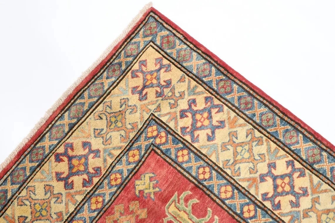 153 x 183 cm | Kazak Tribal Hand Knotted Veg Dye Wool Carpet