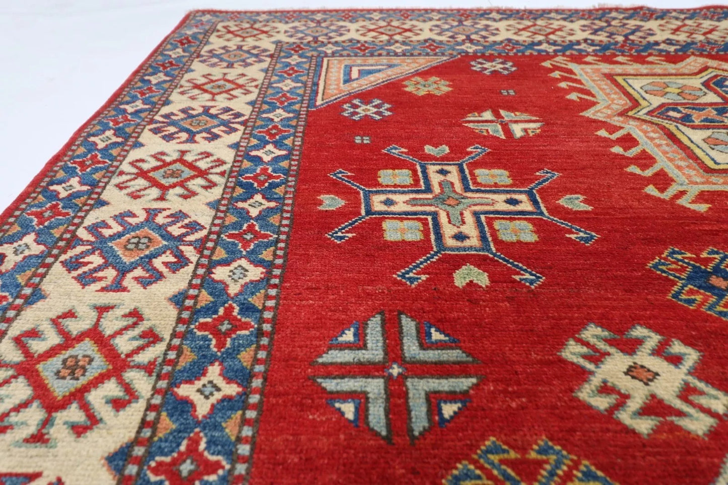 203 x 280 cm | Kazak Afghan Tribal Hand Knotted Carpet