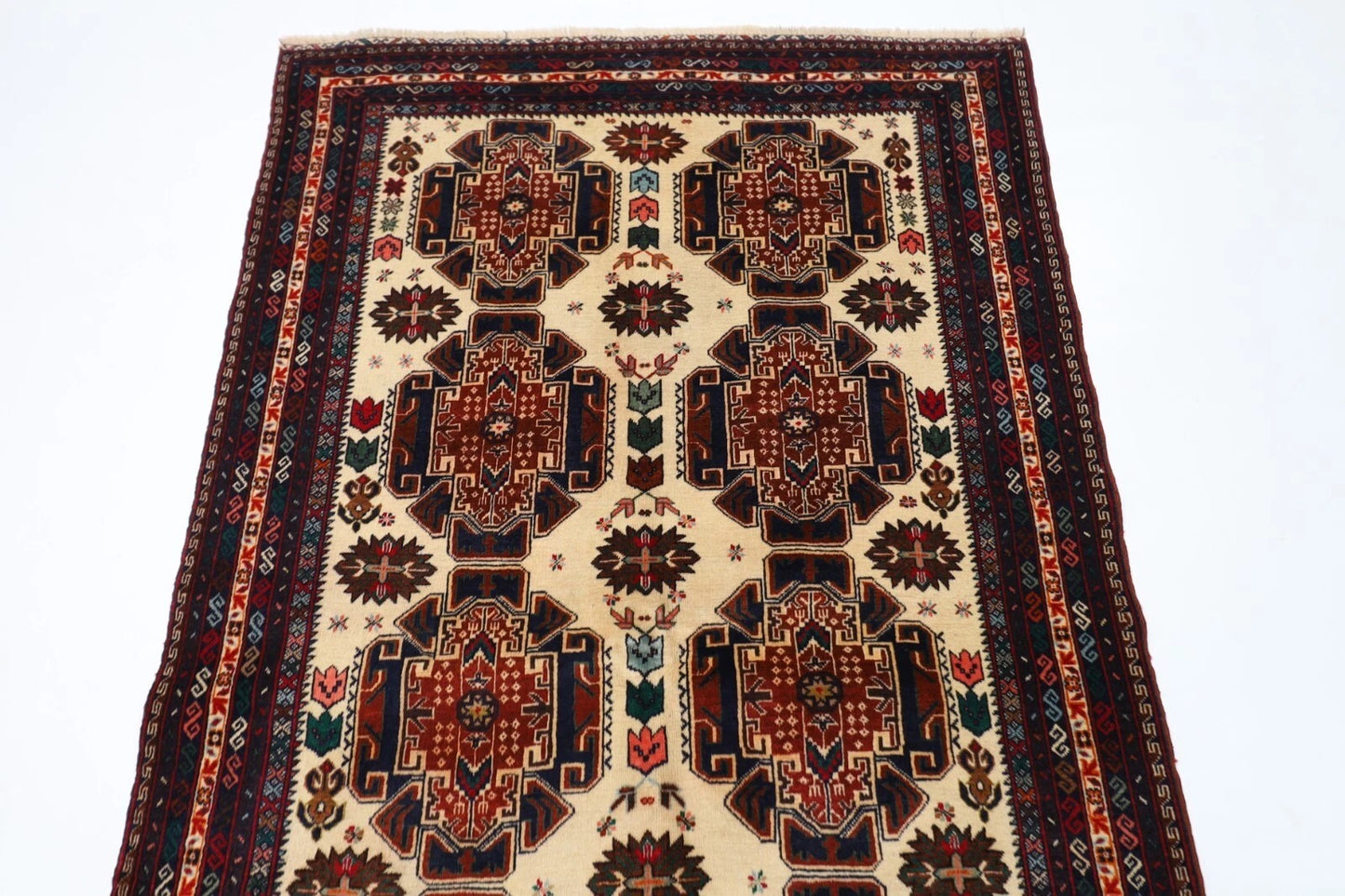 113 x 204 cm | Baluch Afghan Tribal Hand Knotted Veg Dye Wool carpet