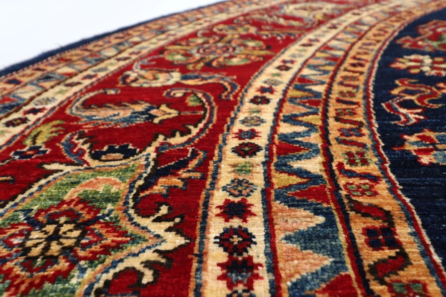 278 x 276 cm | Kazak Afghan Tribal Hand Knotted Wool Round Carpet