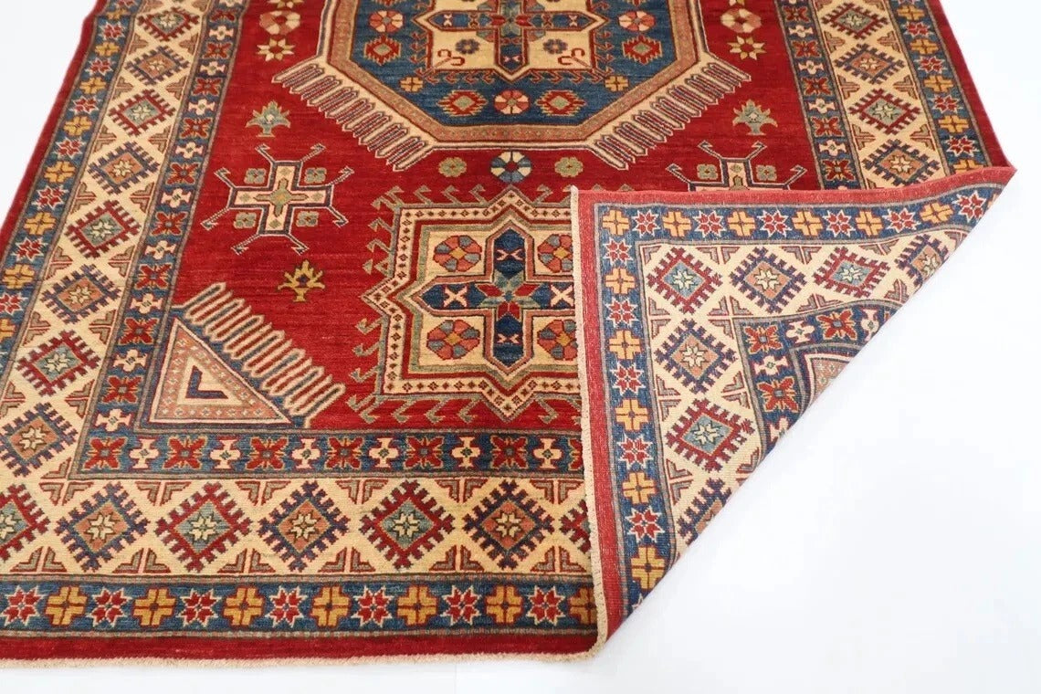 206 x 283 cm | Kazak Afghan Tribal Hand Knotted Carpet
