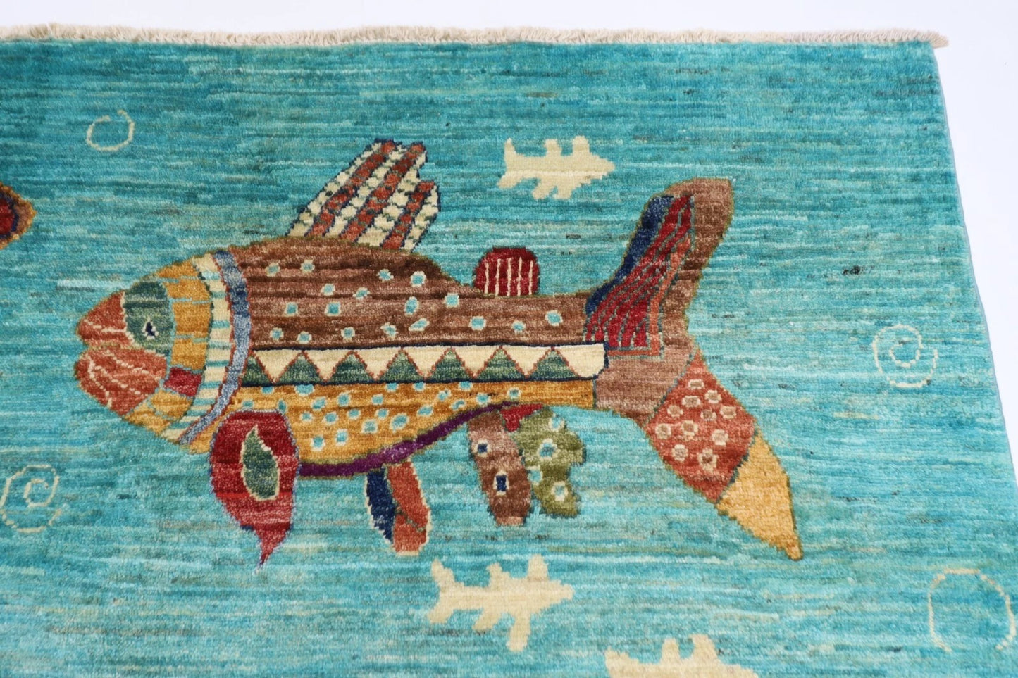 248 x 330 cm | Fish Party Afghan Tribal Hand Knotted Carpet