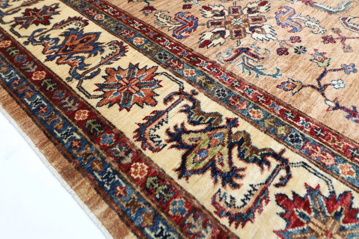 176 x 276 cm | Kazak Gold Afghan Tribal Hand Knotted Veg Dye Wool carpet