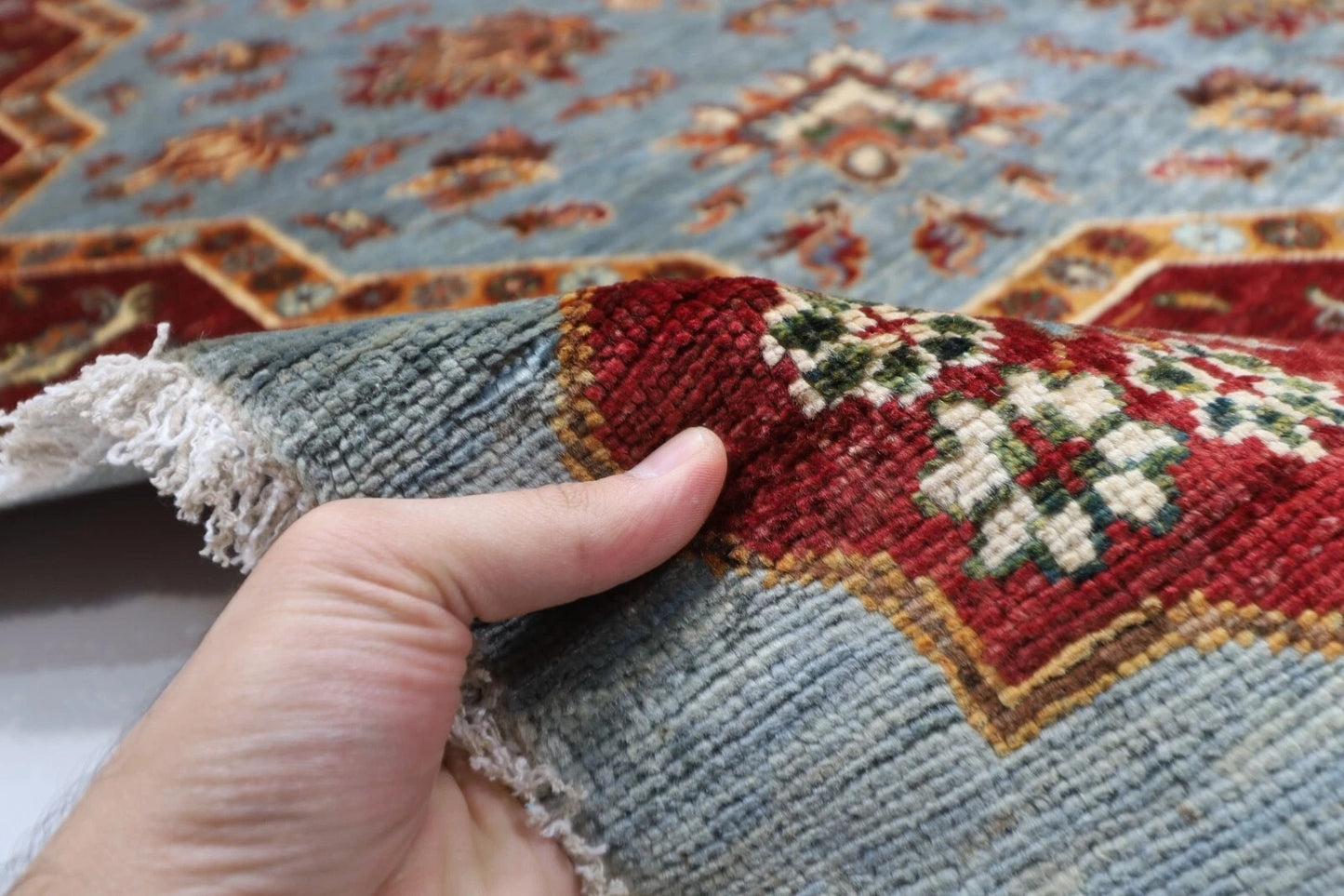 205 x 200 cm | Oriental Afghan Tribal Hand Knotted Wool Round Carpet