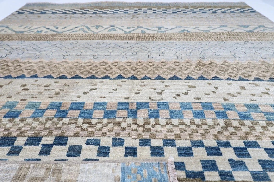 187 x 257 cm | Gabbeh Blue Afghan Tribal Hand Knotted Veg Dye Wool Carpet