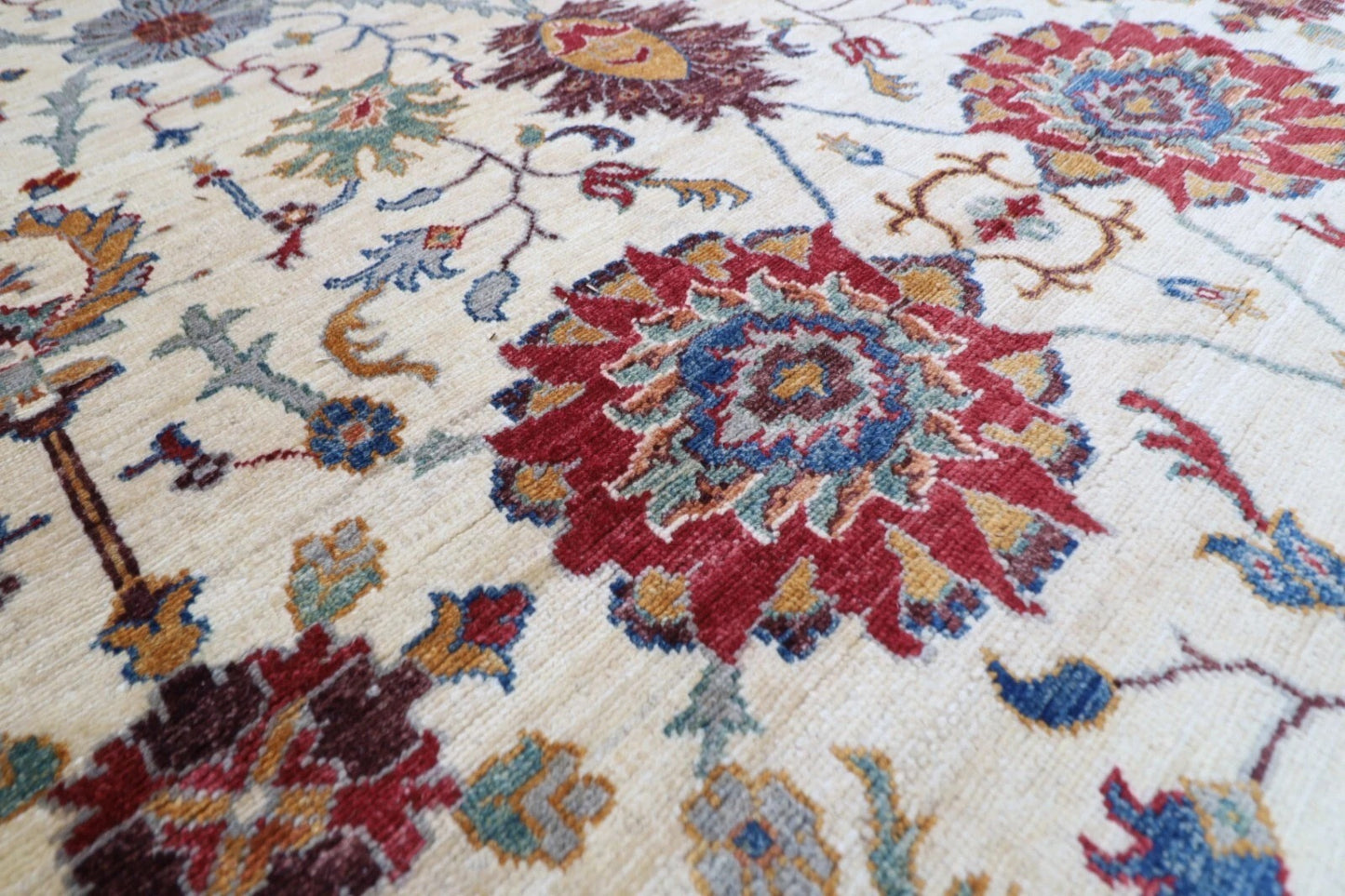 305 x 423 cm | Aryana Beige Afghan Hand Knotted Carpet