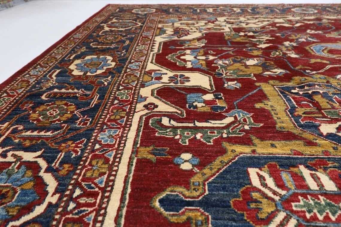 279 x 372 cm | Heriz Afghan Tribal Hand Knotted Carpet