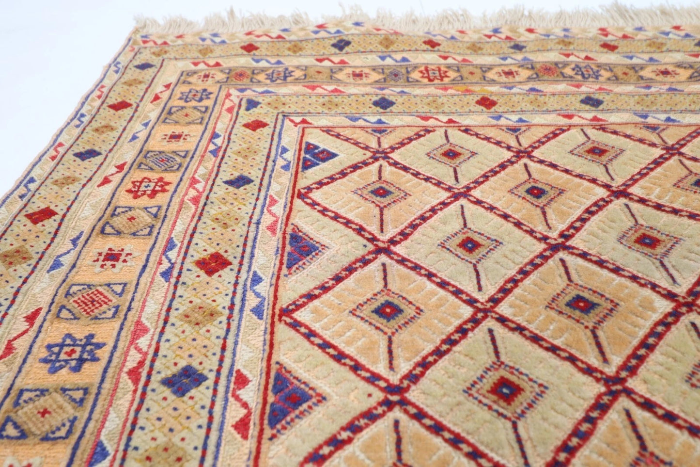 145 x 178 cm | Flat Weaved Afghan Tribal Hand Knotted Veg Dye Wool Carpet
