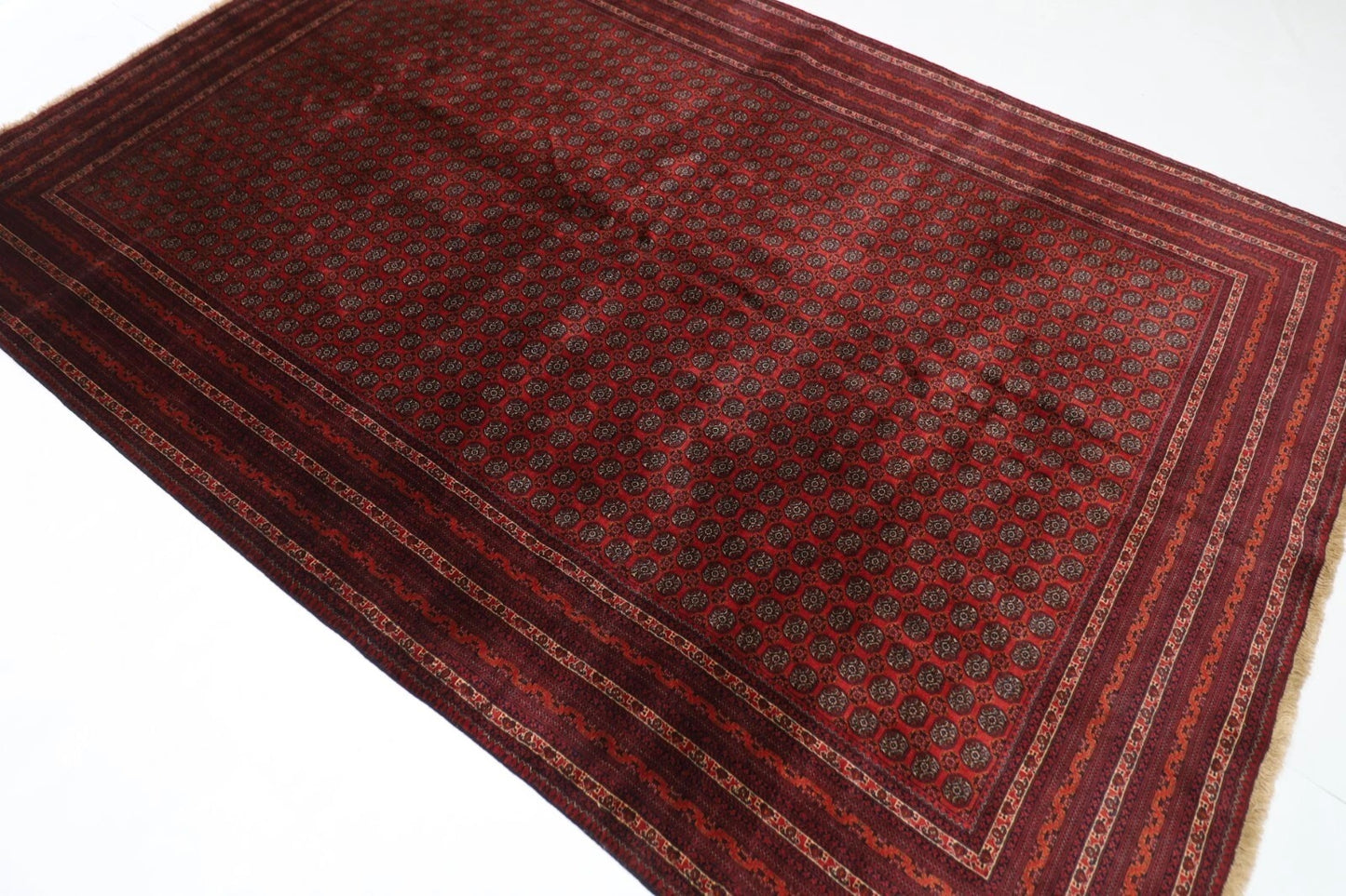 195 x 297 cm | Fine Mori Bokhara Afghan Tribal Hand Knotted Carpet