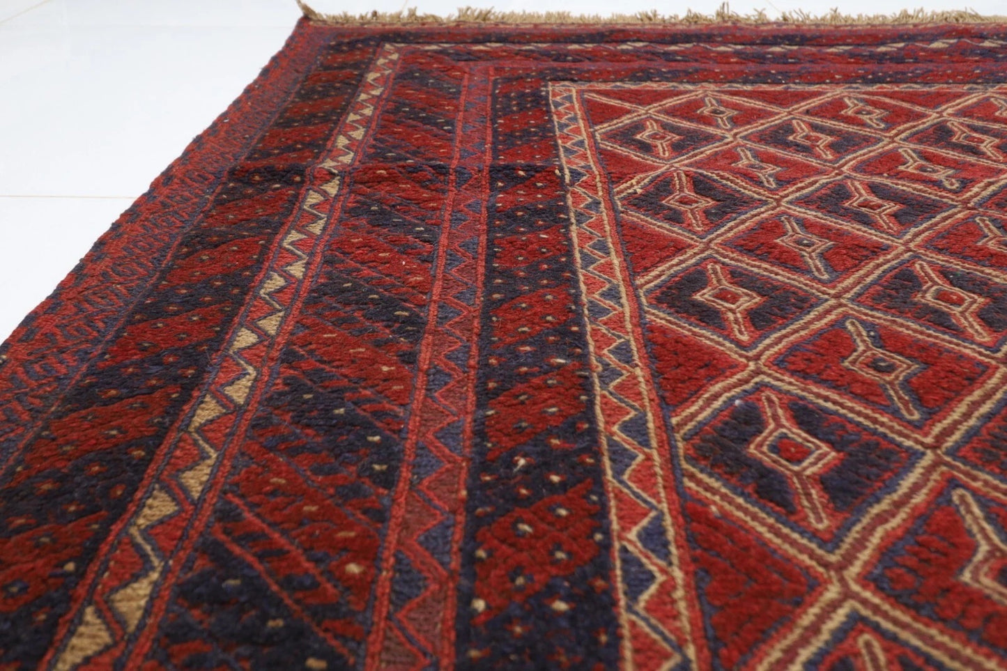 190 x 259 cm | Barjesta Red Flat Weaved Afghan Tribal Hand Knotted Carpet Kilim