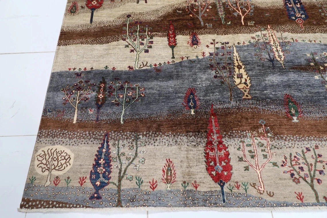 277 x 358 cm | Landscape Afghan Tribal Hand Knotted Carpet