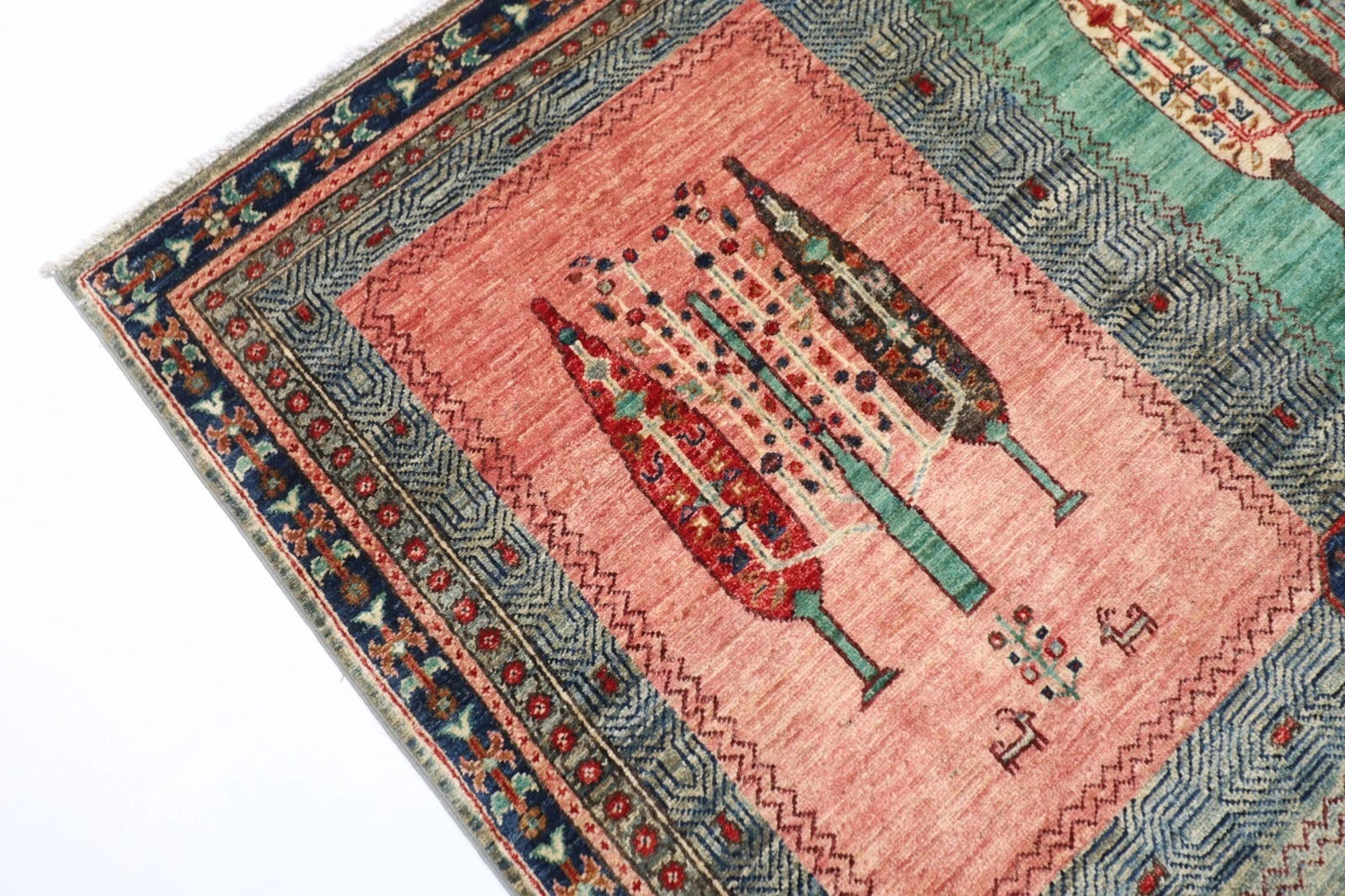 149 x 201 cm | Trees Afghan Tribal Hand Knotted Veg Dye Wool carpet