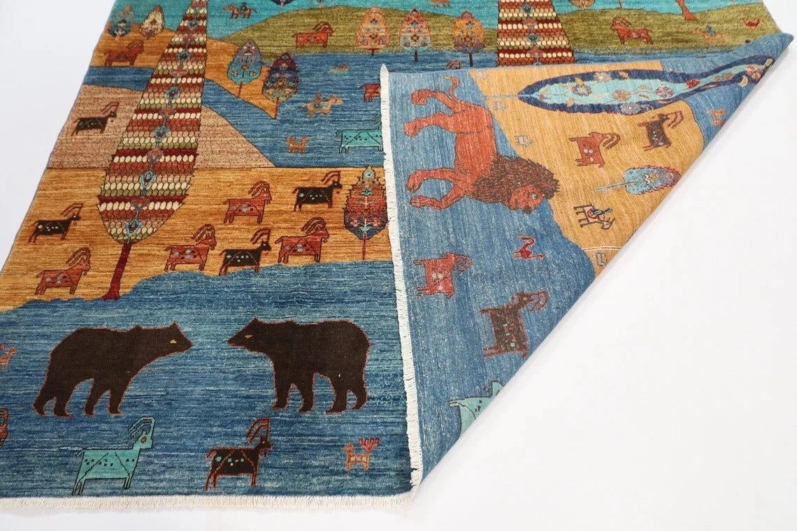 244 x 297 cm | Animal Paradise Afghan Tribal Hand Knotted Carpet