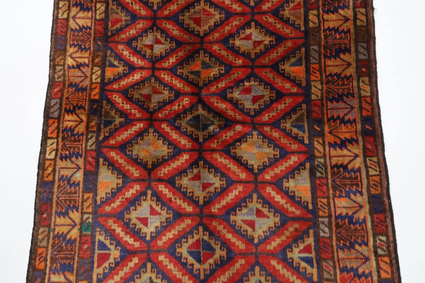 110 x 204 cm | Baluch Afghan Tribal Hand Knotted Veg Dye Wool carpet