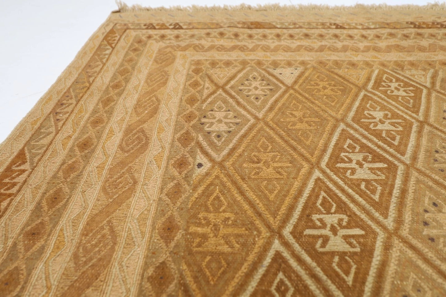 143 x 201 cm | Flat Weave Tribal Hand Knotted Veg Dye Wool Carpet