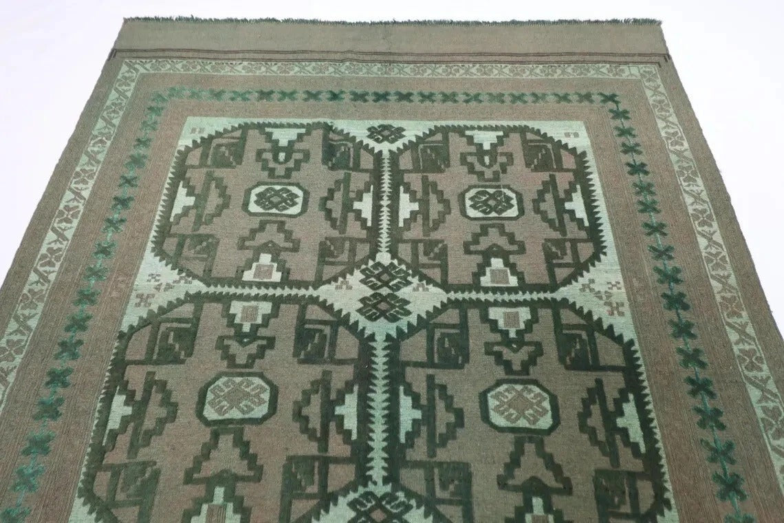 182 x 264 cm | Barjesta Flat Weaved Afghan Tribal Hand Knotted Over dye Wool Carpet Kilim