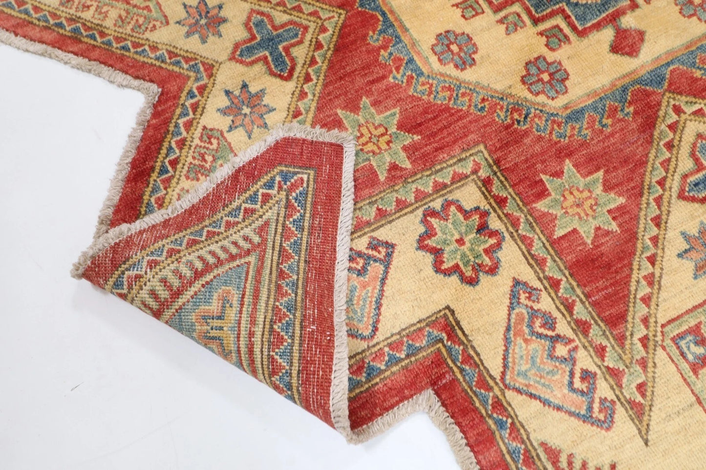 207 x 202 cm | Kazak Afghan Tribal Hand Knotted Wool Carpet