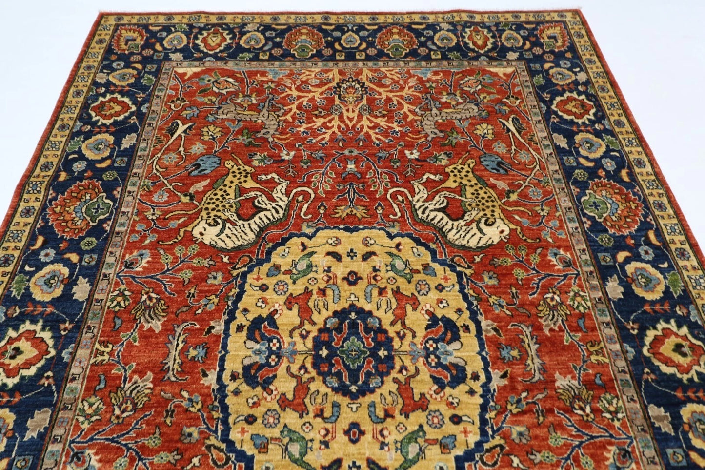 197 x 298 cm | Orange Afghan Tribal Hand Knotted Carpet
