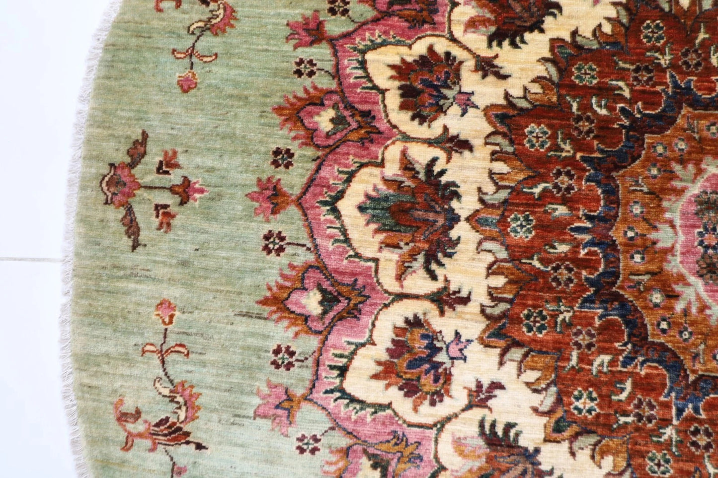 179 x 177 cm | Kazak Afghan Tribal Hand Knotted Wool Round Carpet