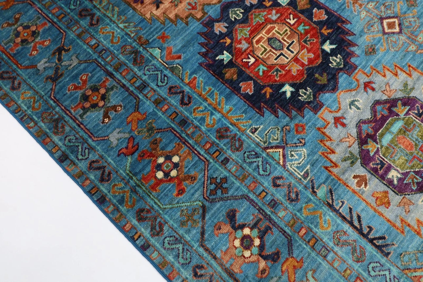 277 x 368 cm | Waziri Blue Afghan Tribal Hand Knotted Carpet