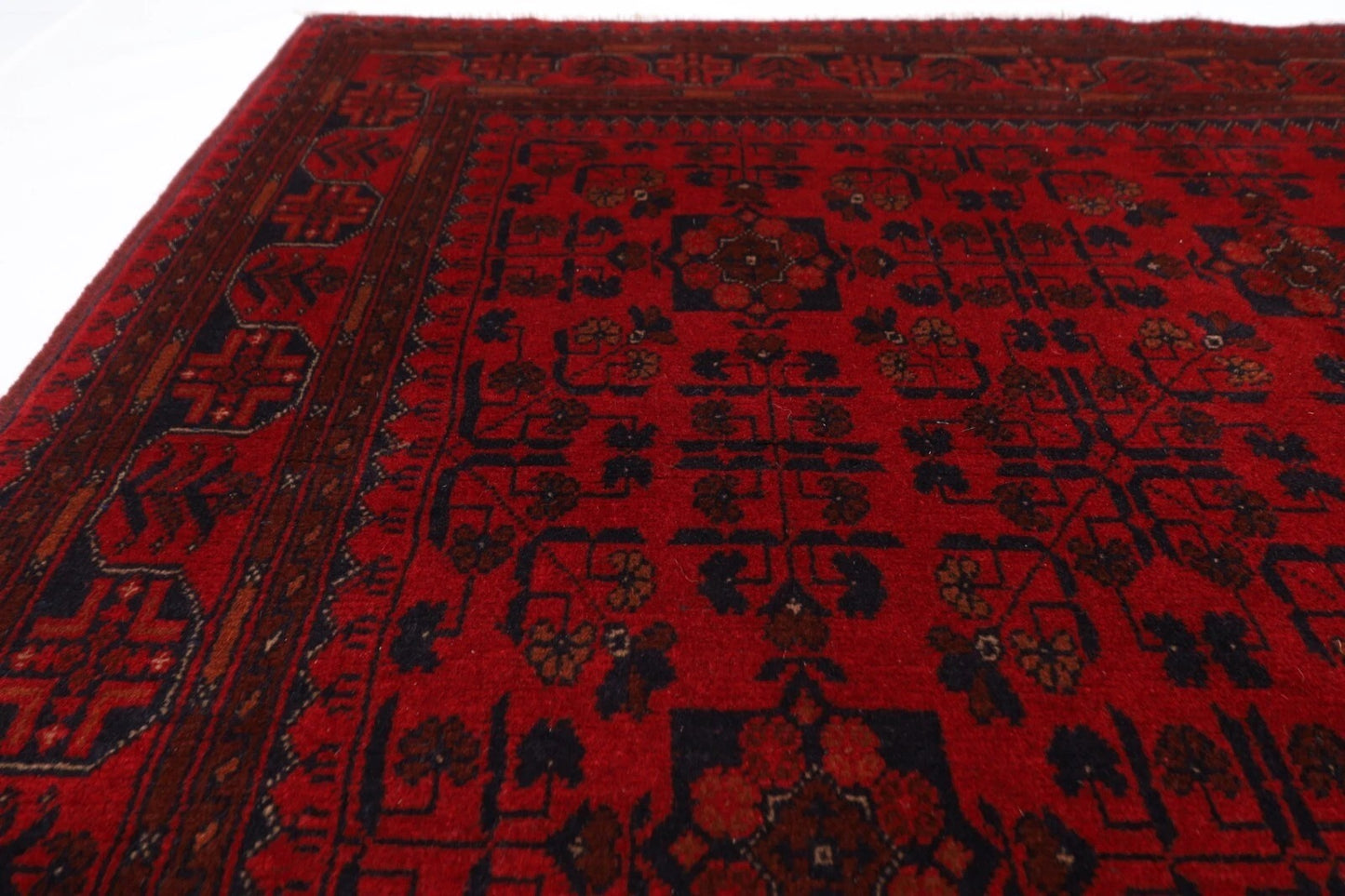 171 x 238 cm | Bokhara Afghan Tribal Hand Knotted Veg Dye Wool Carpet