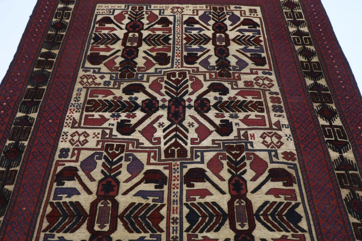 202 x 272 cm | Vintage Flat Weaved Kilim Afghan Tribal Hand Knotted Carpet