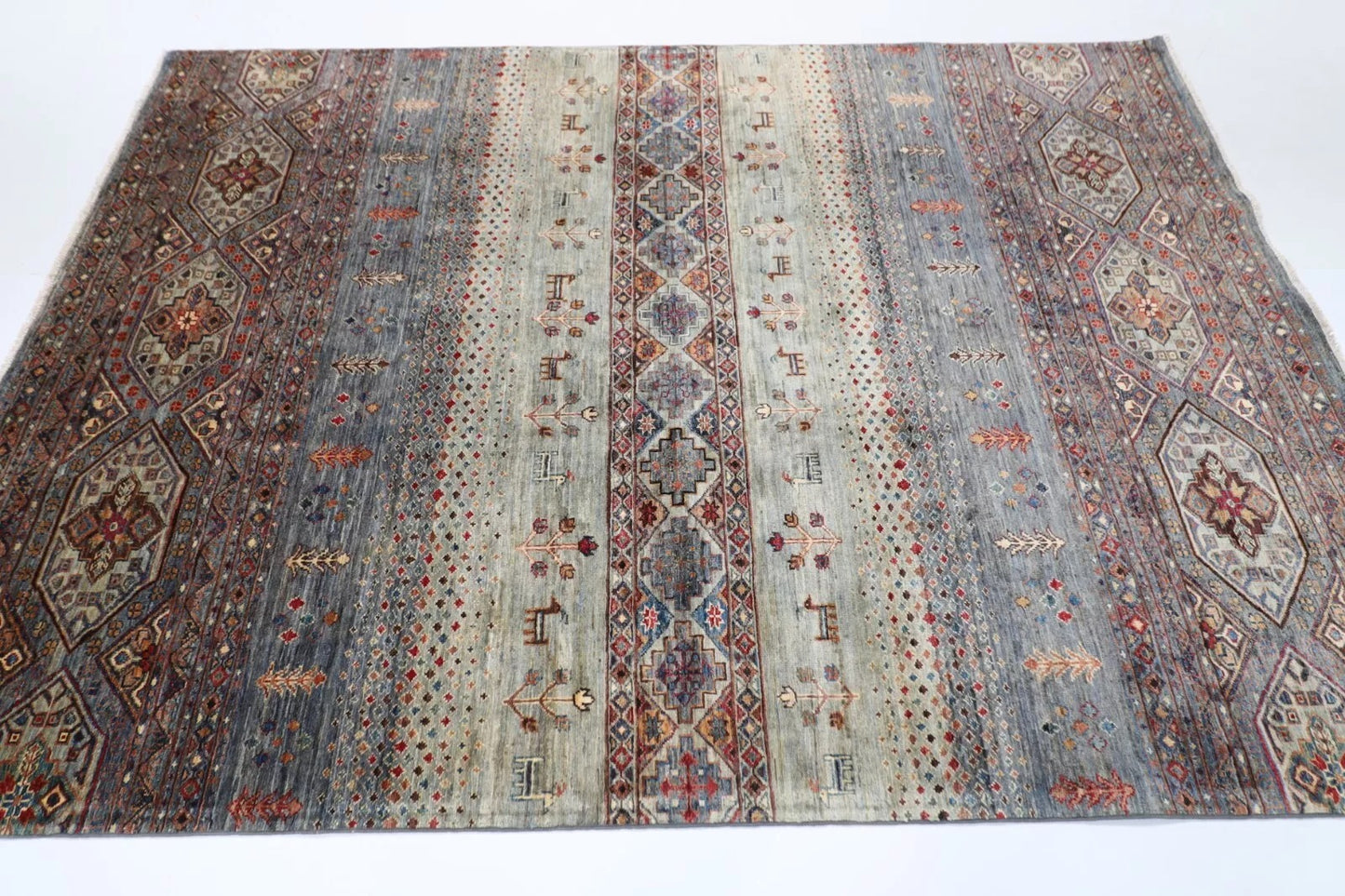 177 x 245 cm | Afghan Tribal Hand Knotted Veg Dye Wool Carpet