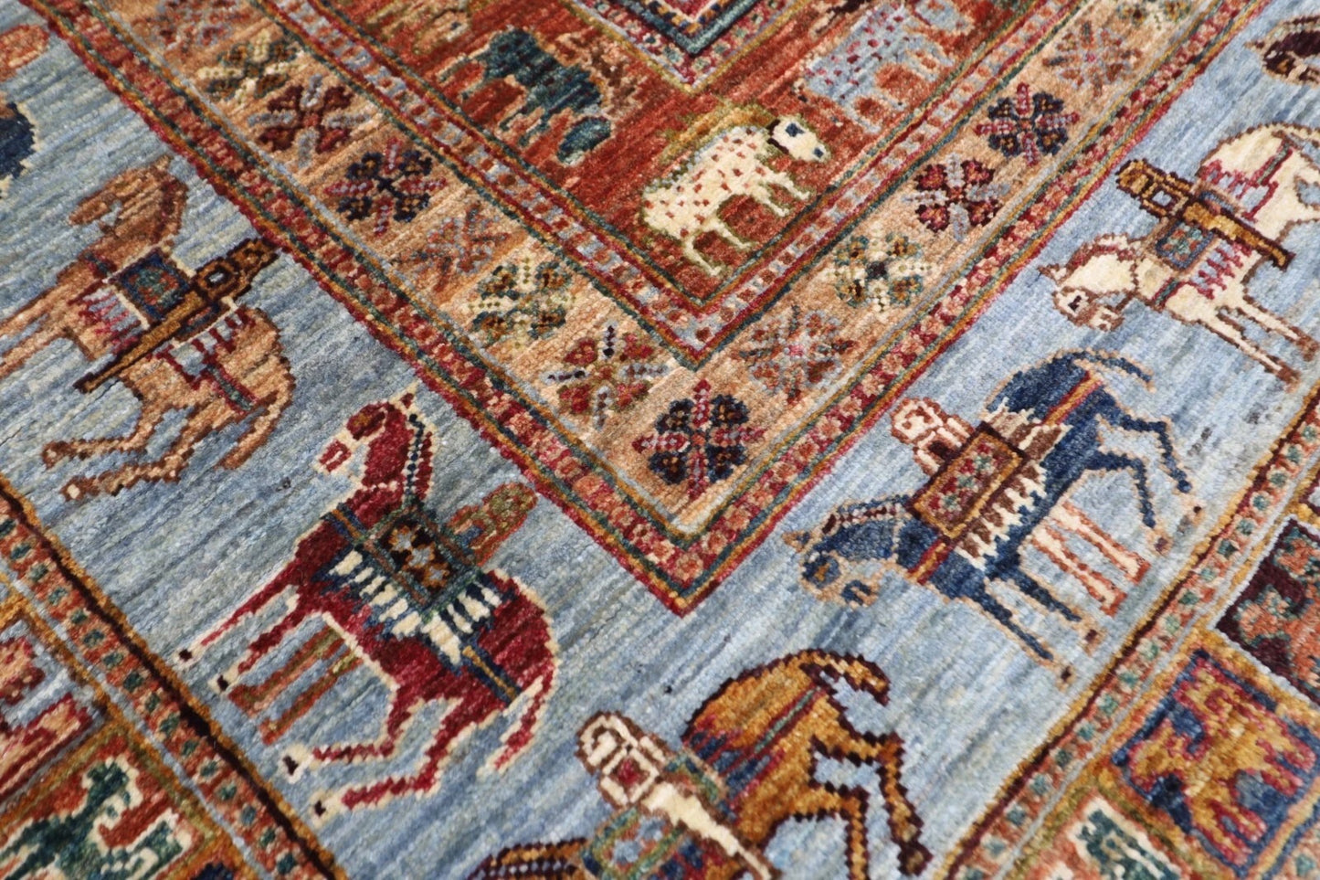 171 x 231 cm | Pazyryk Afghan Tribal Hand Knotted Veg Dye Wool Carpet