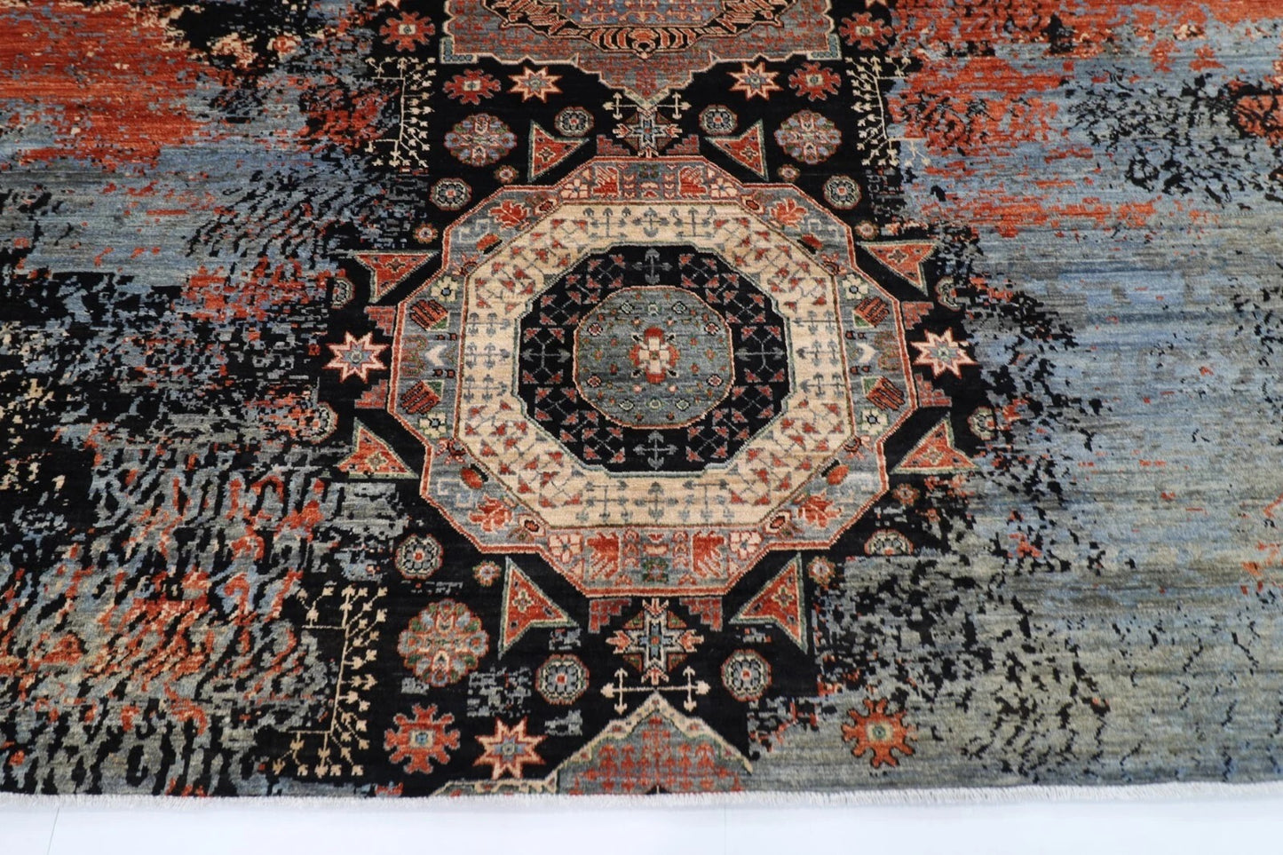 252 x 302 cm | Abstract Mamluk Afghan Tribal Hand Knotted Carpet