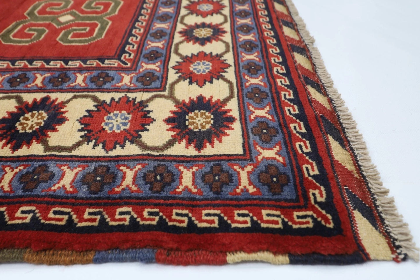 174 x 255 cm | Kazak Red Afghan Tribal Hand Knotted Wool Carpet